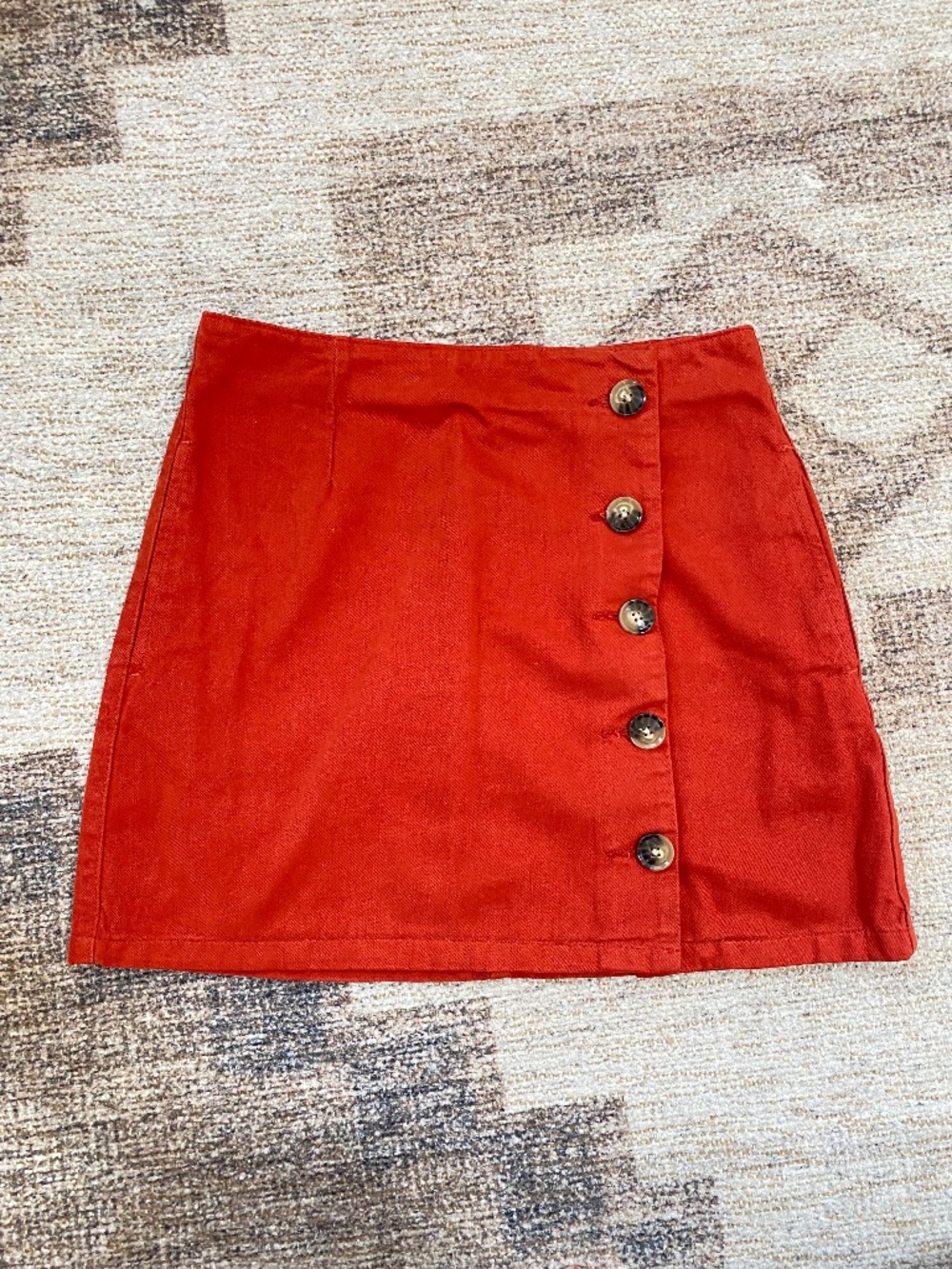 Topshop Moto Skirt - Red Denim with buttons